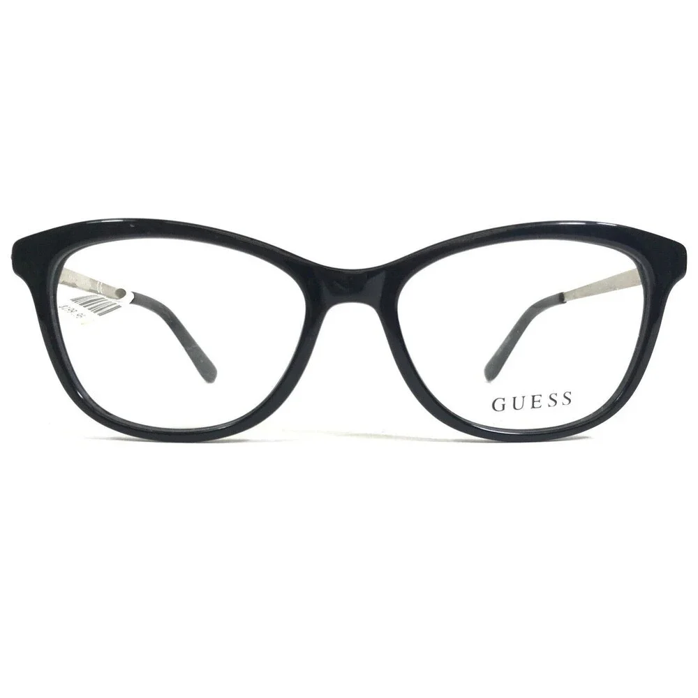 Guess Eyeglasses Frames GU2681 005 Black Red Silver Cat Eye Full Rim 51-16-140